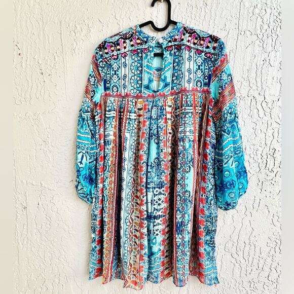 Hemant and Nandita silk tunic mini dress Small new with tags - Picture 6 of 9